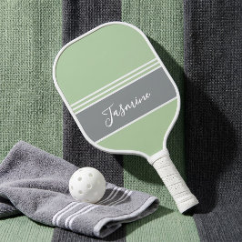 Palas De Pickleball Personalizado Verde Salvia Gris Nombre Personaliza