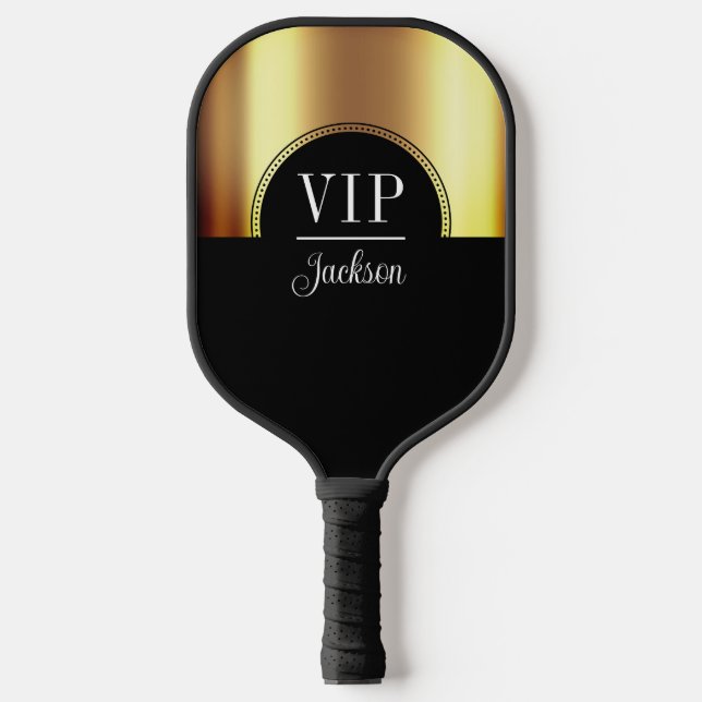 Palas De Pickleball Personalizado VIP Tu Nombre Oro Negro (Anverso)
