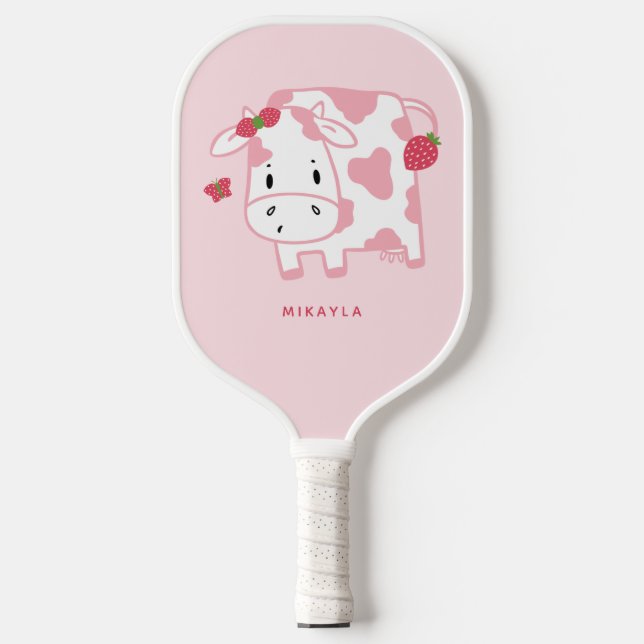 Palas De Pickleball Personalizado y patrón de fresa de fresa (Anverso)