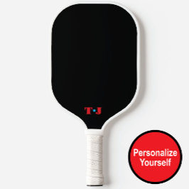Palas De Pickleball Personalizados Monogramados Negro y Rojo