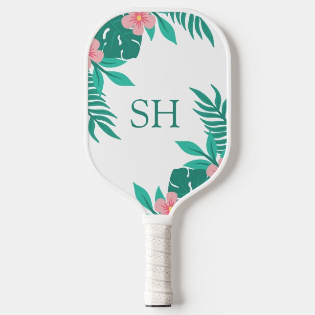 Palas De Pickleball Personalized Floral Tropical Design Custom Initial (Anverso)