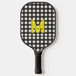 Palas De Pickleball Personalized Initial Checkered Modern Minimal 