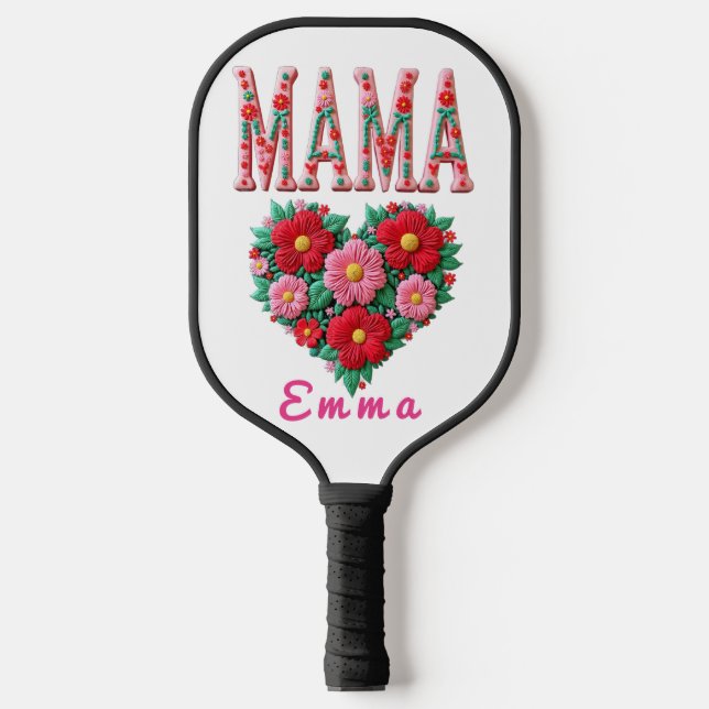 Palas De Pickleball Personalized Mama Heart Floral Custom Gift (Anverso)