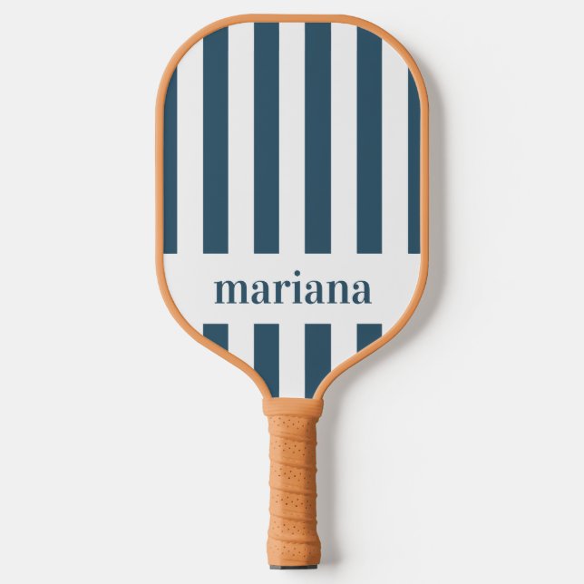 Palas De Pickleball Personalized Modern Striped Blue Name (Anverso)