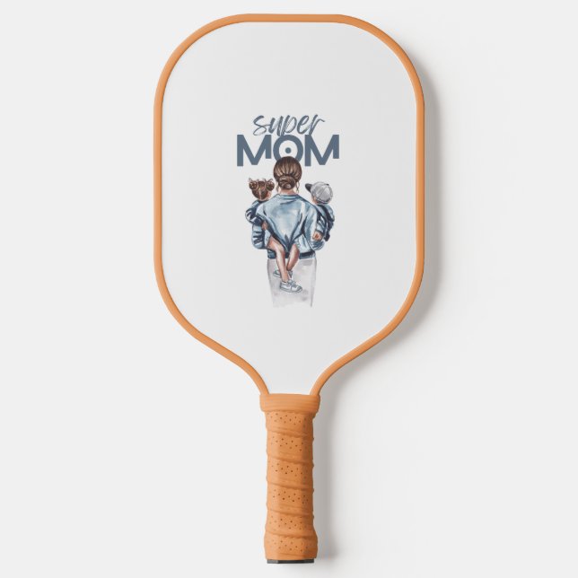 Palas De Pickleball Personalized Super Mom with Son and Daughter Gift (Anverso)