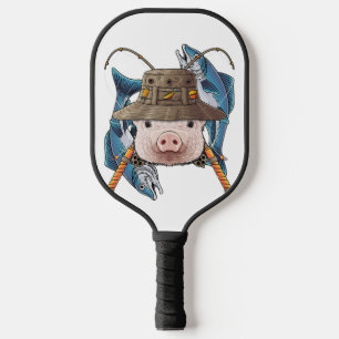 Palas De Pickleball Pesca Cerdo Pescador Pescador Granja Animal Cute F