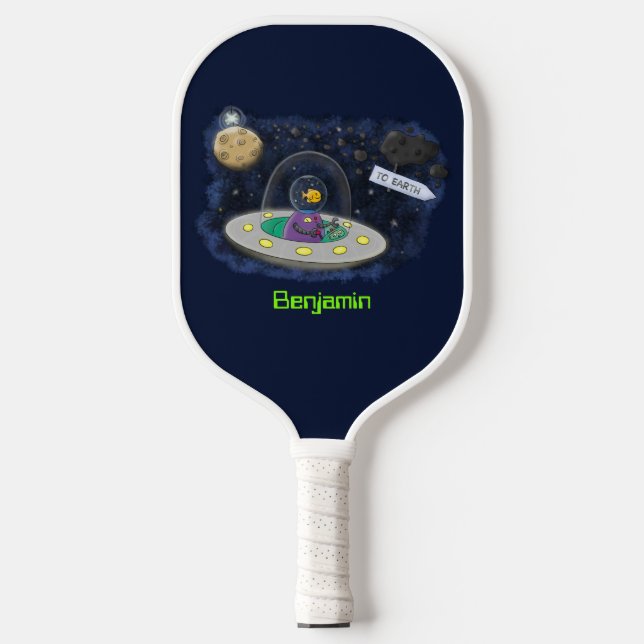 Palas De Pickleball Pescado alegre lindo del ilustracion del personali (Anverso)