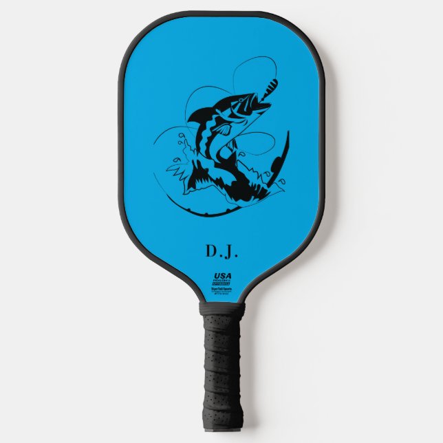 Palas De Pickleball Pescado de pesca personalizado monograma moderno (Anverso)