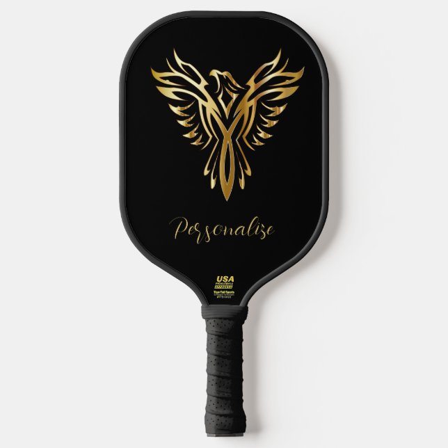 Palas De Pickleball Phoenix Rising Black & Gold Elegant (Anverso)