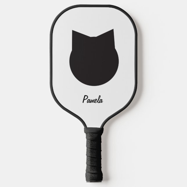 Palas De Pickleball Pickleball de gato negro personalizado (Anverso)