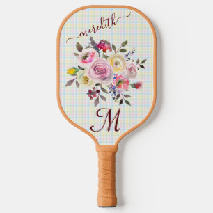 Palas De Pickleball Pickleball Gal: nombre de monograma de flores rota