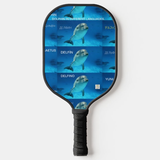 PALAS DE PICKLEBALL PICKLEBALL PADDLE DOLPHIN EN DISTINTOS IDIOMAS. (Anverso)