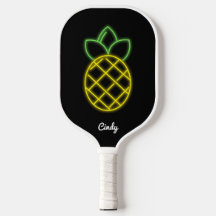 Pickleball Paddle Personalizado Pineapple Neon Bla
