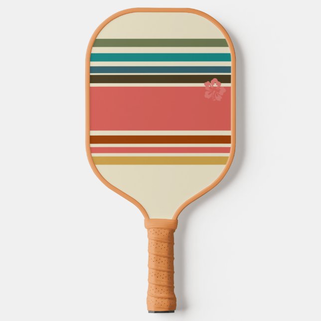 Palas De Pickleball Pickleball Paddle Retro Hibiscus Stripe (Anverso)