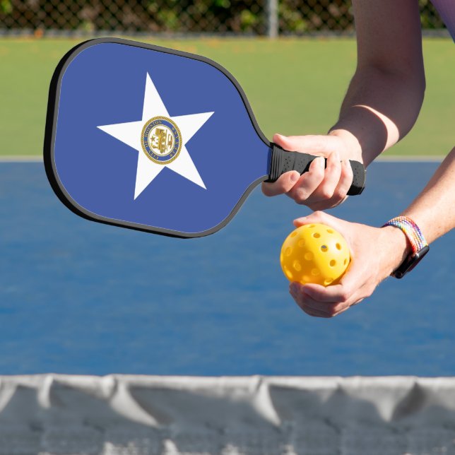 Palas De Pickleball Pickleball Paddle with flag of Houston, Texas USA (in situ)