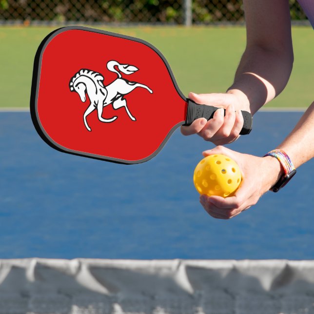 Palas De Pickleball Pickleball Paddle with flag of Kent County (in situ)