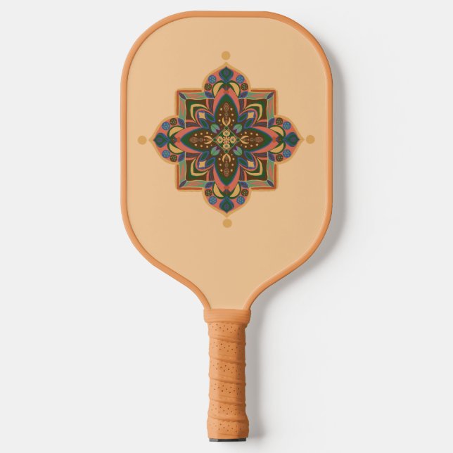 Palas De Pickleball Pickleball Paddle with geometric peachy mandala (Anverso)