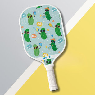 Palas De Pickleball Pickles de Cuadros jugando al Pickleball en azul c