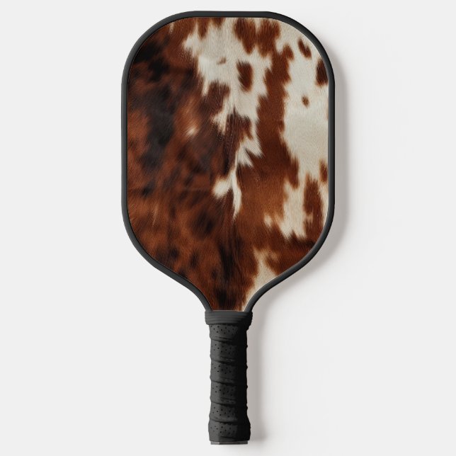 Palas De Pickleball Piel de vaca blanco negro marrón (Anverso)