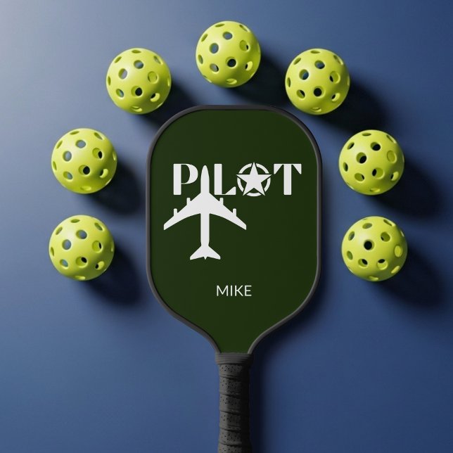 Palas De Pickleball Pilot Typography & Airplane Funny Personalized (Subido por el creador)