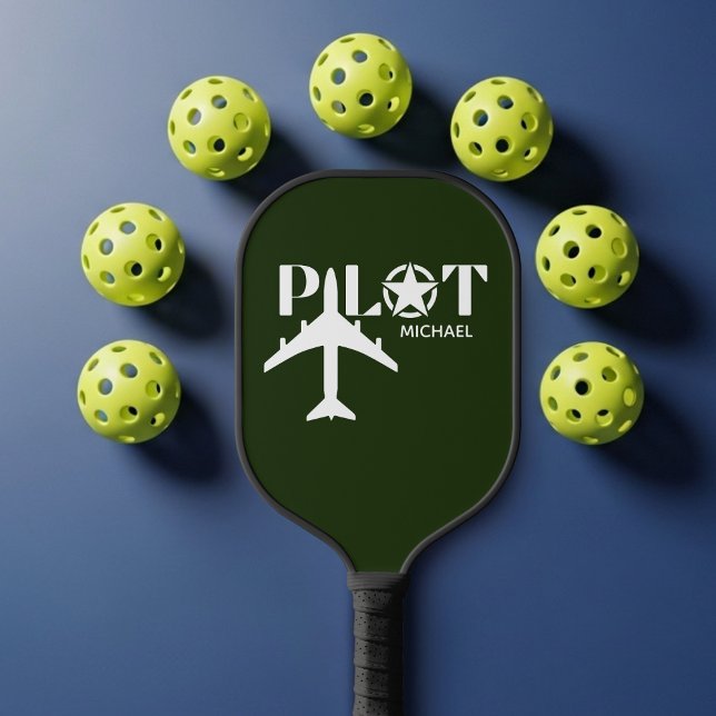 Palas De Pickleball Pilot Typography & Airplane Funny Personalized (Subido por el creador)