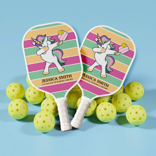 Palas De Pickleball Ping Pong Dabbing Unicorn De Estilo Retro