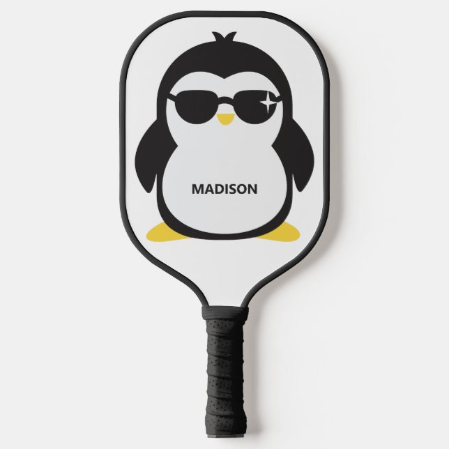 Palas De Pickleball Pingüino fresco de nombre personalizado (Anverso)