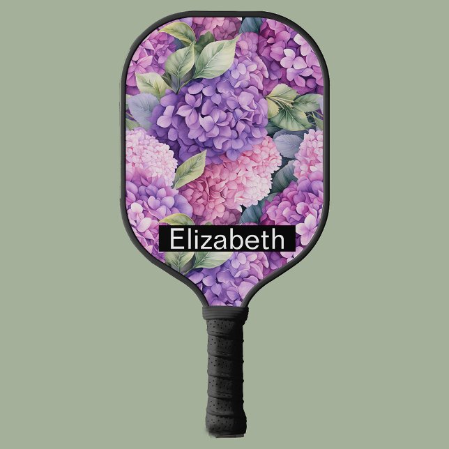 Palas De Pickleball Pink and Purple Hydrangea Flower Personalized (Subido por el creador)