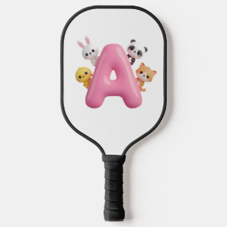 Palas De Pickleball Pink Balloon Letter A Forest Animals 