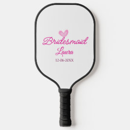 Palas De Pickleball PINK corazón mínimo añadir nombre de dama de honor