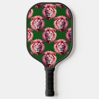 Palas De Pickleball Pink Lion Head Animal Pattern Design Green 