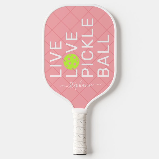 Palas De Pickleball Pink Live Love Pickleball Personalizado (Anverso)