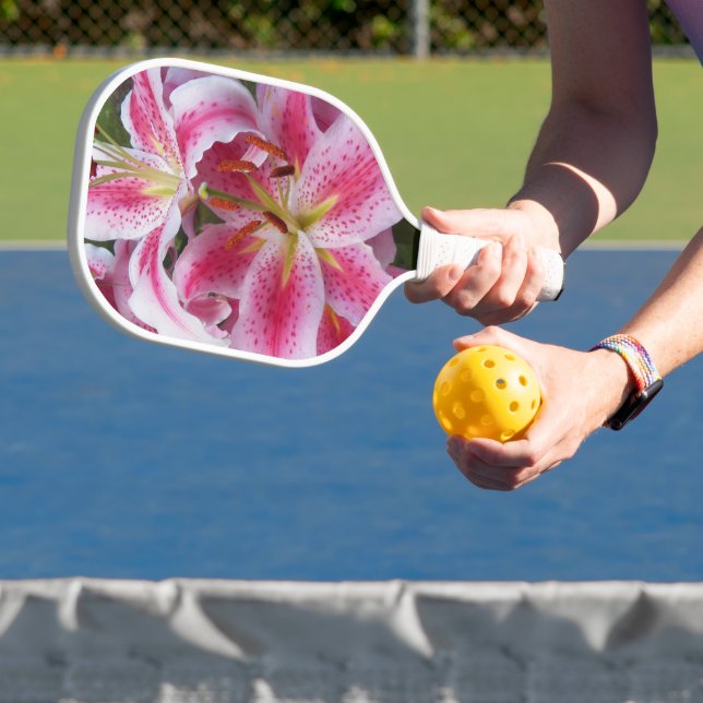 Palas De Pickleball Pink Oriental Lilies Floral (in situ)