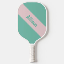 Palas De Pickleball Pink preppy en remo verde con nombre
