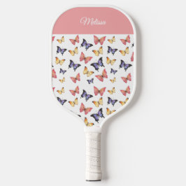 Palas De Pickleball Pink Purple Butterflies Monogram Custom Name