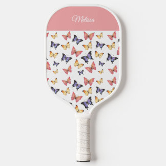 Palas De Pickleball Pink Purple Butterflies Monogram Custom Name
