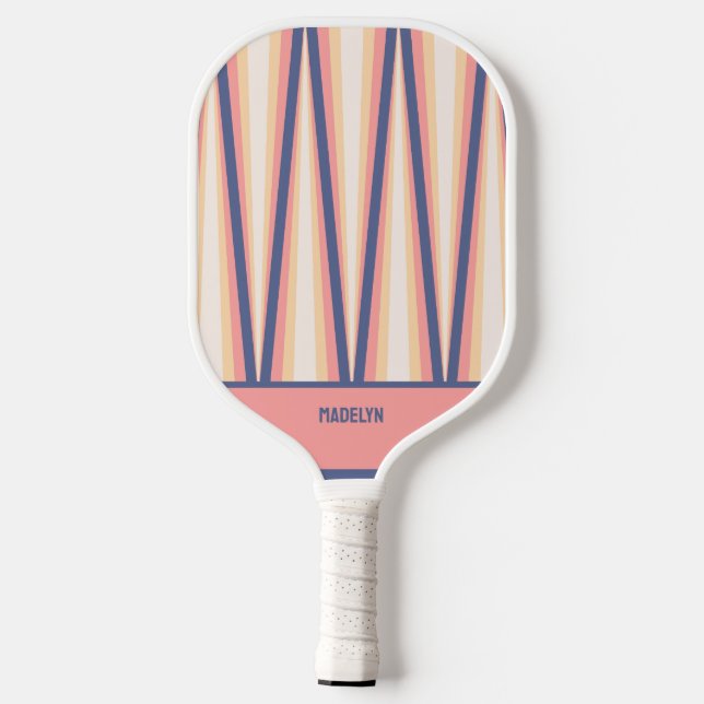 Palas De Pickleball  Pink& Purple Chevron Pattern Custom Name (Reverso )