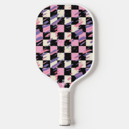 Palas De Pickleball Pink & Purple Retro Checkered Pickleball Paddle