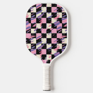 Palas De Pickleball Pink & Purple Retro Checkered Pickleball Paddle
