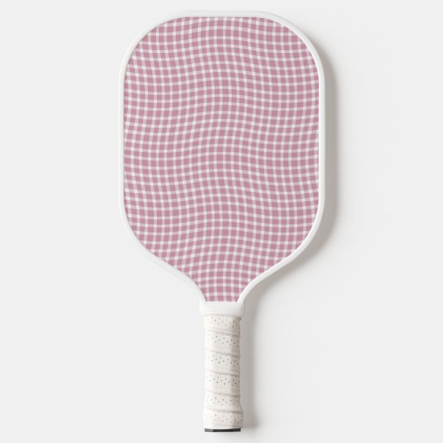 Palas De Pickleball Pink White Plaid Checker Seamless Pattern (Anverso)