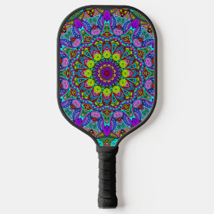 Palas De Pickleball Pintado manual Mandala Clock Face 4