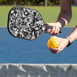 Palas De Pickleball Pintura abstracta moderna en blanco y negro con fo