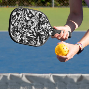 Palas De Pickleball Pintura abstracta moderna en blanco y negro con fo