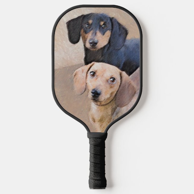 Palas De Pickleball Pintura Dachshund (suave) - Arte Perro Original (Anverso)
