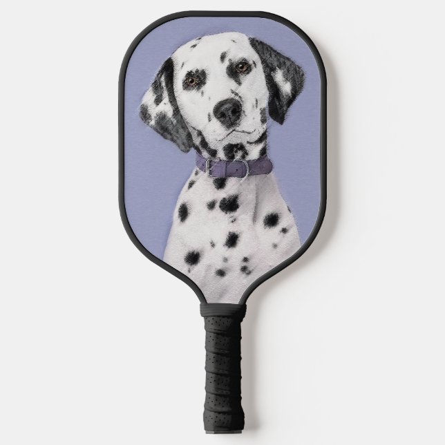 Palas De Pickleball Pintura dálmata - Arte de perro original (Anverso)
