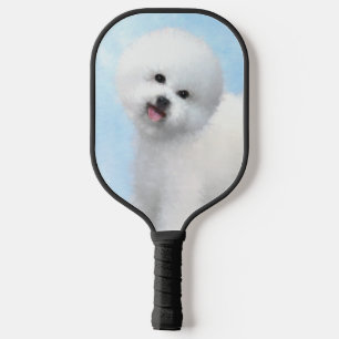Palas De Pickleball Pintura de Bichon Frise - Arte de Perro Original.