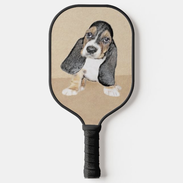 Palas De Pickleball Pintura de cachorro de perro de Basset Hound - Fot (Anverso)