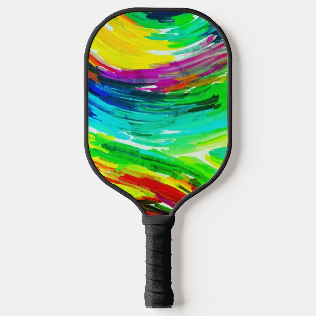 Palas De Pickleball Pintura de dedos azul amarillo (Anverso)