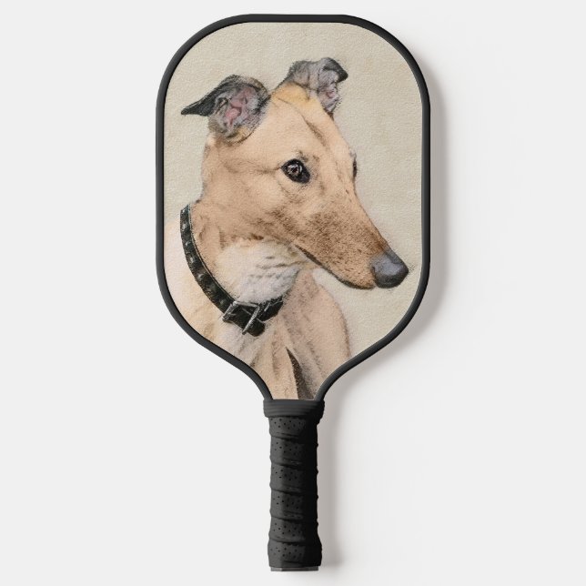Palas De Pickleball Pintura de Greyhound - Arte de perros original muy (Anverso)