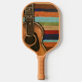 Palas De Pickleball Pintura de guitarra con fondo a rayas